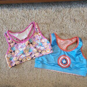 Lot of 2 Teen Disney Marvel Sports Bras Youth XL